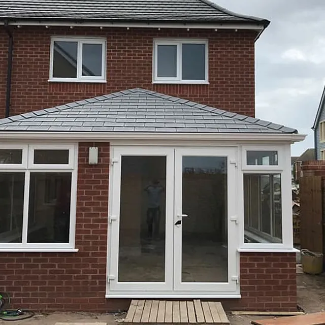 Patio doors installed on a new extension 